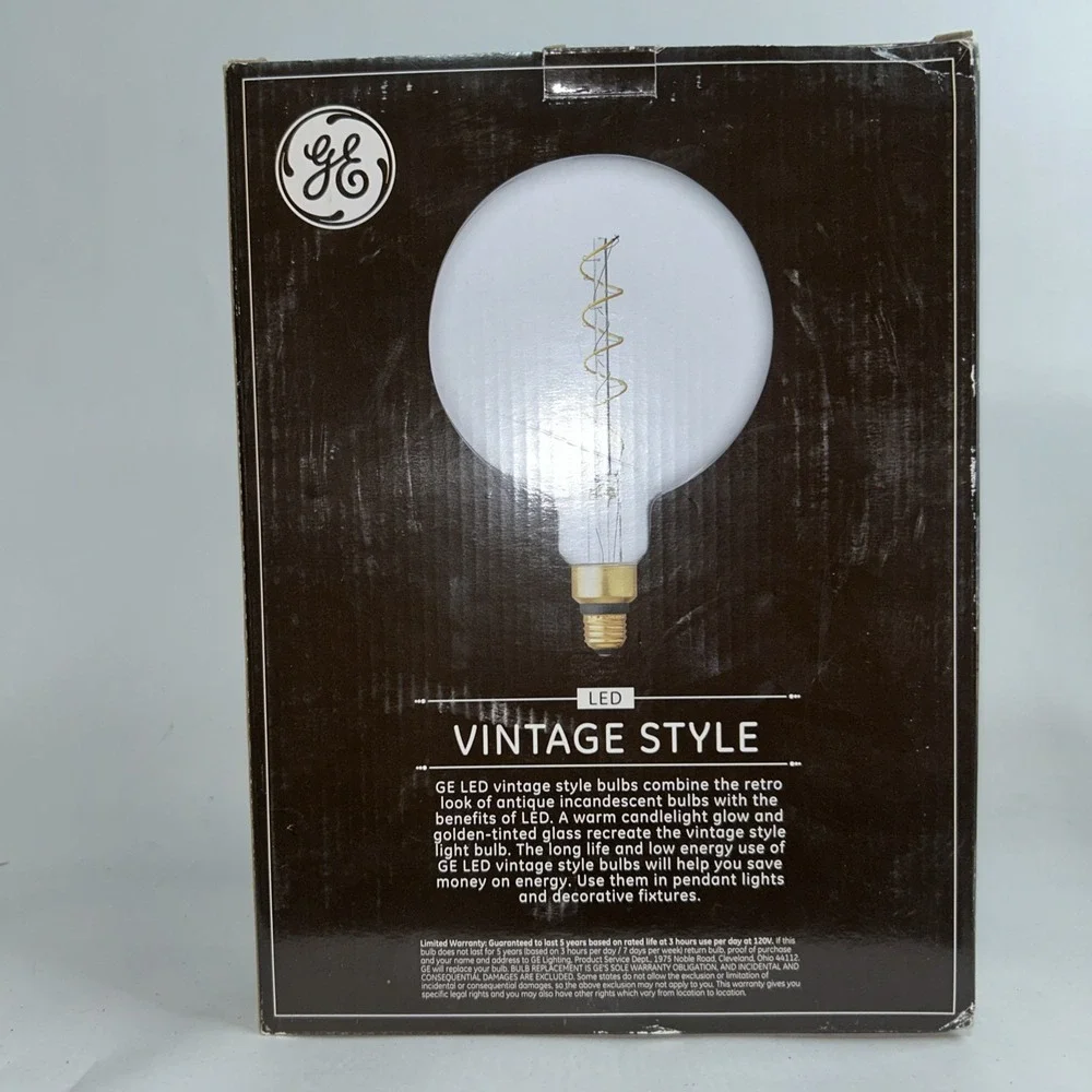 GE Vintage LED 40-Watt EQ G63 Warm White Dimmable Globe Light Bulb Large